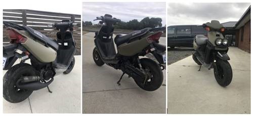 Police would like to speak to anyone with information about the theft of the below pictured 'army green' coloured Yamaha scooter (registration A393Z) from North Terrance, Burnie between 1 December 2018 and 24 January 2019.