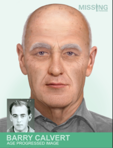 Long term missing person, Barry Calvert, age progression photo