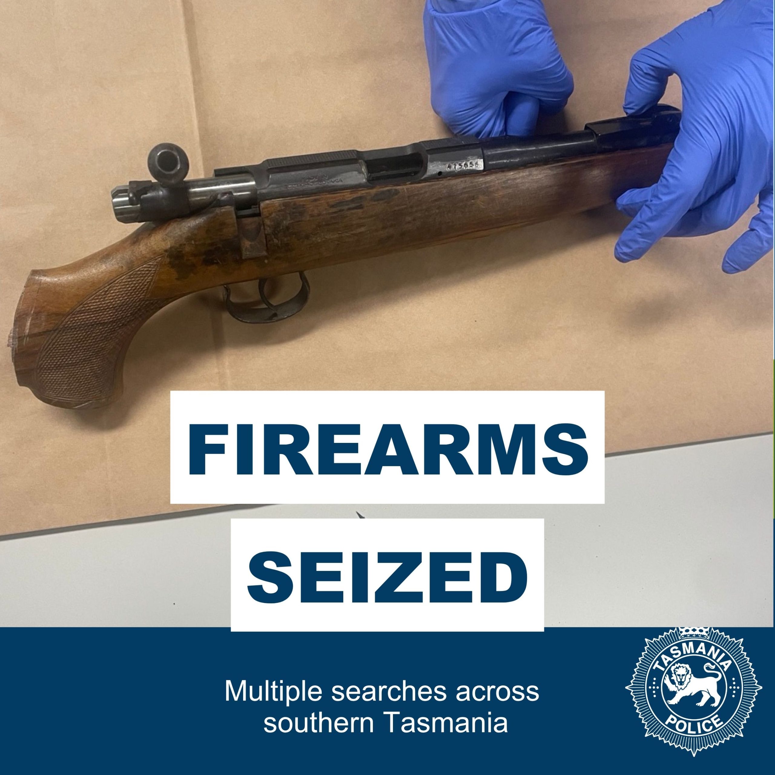 Firearms seized in searches across southern Tasmania - Tasmania Police