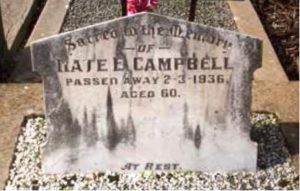 Kate Campbell’s grave at St Albans, Victoria, before it was restored