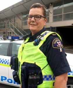 Sergeant Sally Cottrell outside Bellerive Police Station