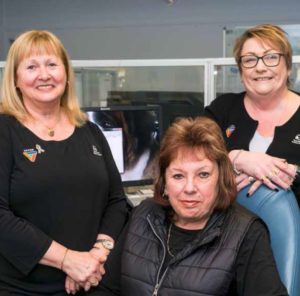 Switchboard operators Lesley McWatt, Vicki Burn and Patricia Clark