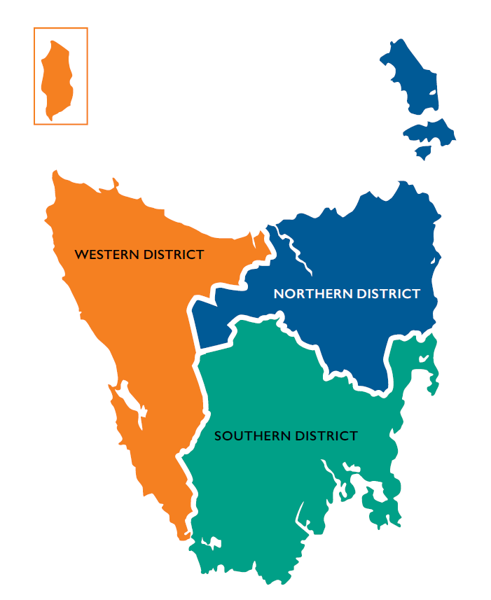 Tasmania Police Districts Map