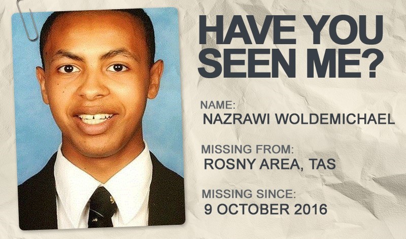 National Missing Persons Week profile graphic - Nazrawi Woldemichael